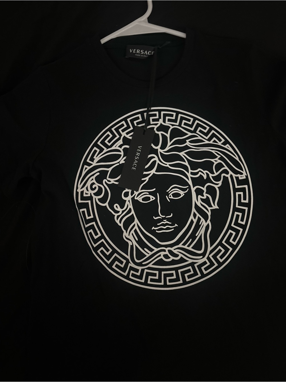 Kids Versace Black Crewneck Sweater with White Medusa Motif